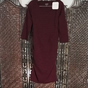 Isabel Maternity Small Stripe 3/4 Sleeve T Shirt Dress